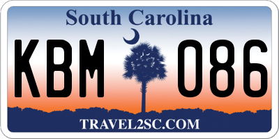SC license plate KBM086