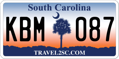 SC license plate KBM087