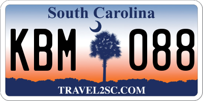 SC license plate KBM088
