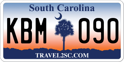 SC license plate KBM090