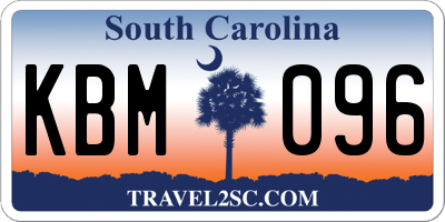 SC license plate KBM096