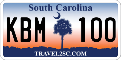 SC license plate KBM100