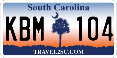 SC license plate KBM104