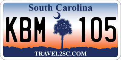 SC license plate KBM105