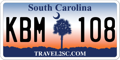 SC license plate KBM108