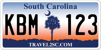 SC license plate KBM123