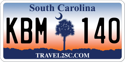 SC license plate KBM140