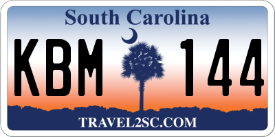 SC license plate KBM144