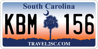 SC license plate KBM156
