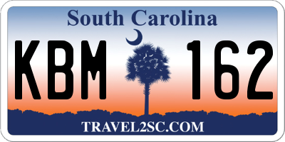 SC license plate KBM162