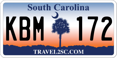 SC license plate KBM172