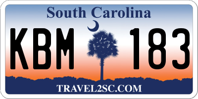 SC license plate KBM183
