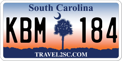 SC license plate KBM184