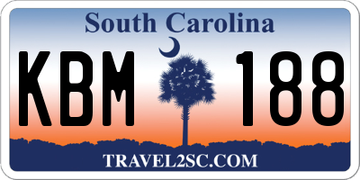 SC license plate KBM188
