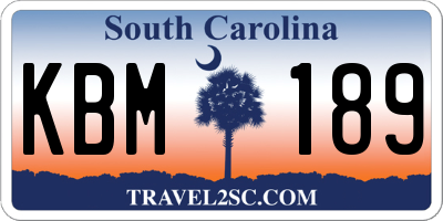 SC license plate KBM189