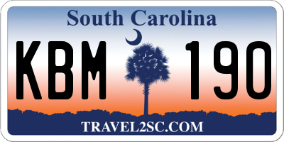 SC license plate KBM190