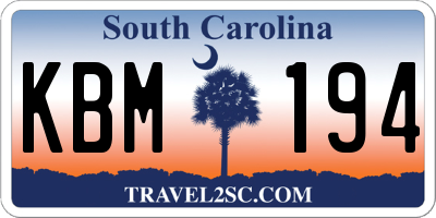 SC license plate KBM194