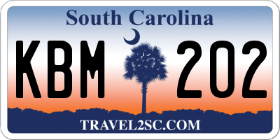 SC license plate KBM202