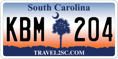 SC license plate KBM204