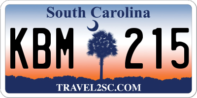 SC license plate KBM215