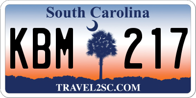 SC license plate KBM217