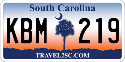 SC license plate KBM219