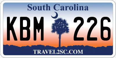 SC license plate KBM226