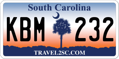 SC license plate KBM232