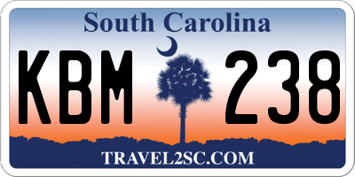 SC license plate KBM238