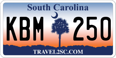 SC license plate KBM250