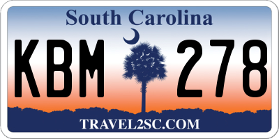 SC license plate KBM278
