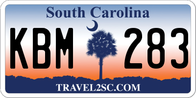 SC license plate KBM283