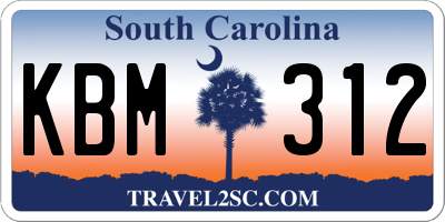 SC license plate KBM312