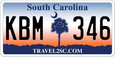 SC license plate KBM346
