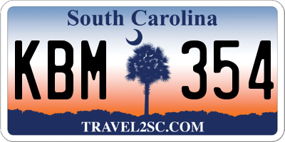 SC license plate KBM354