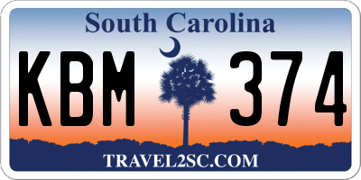 SC license plate KBM374