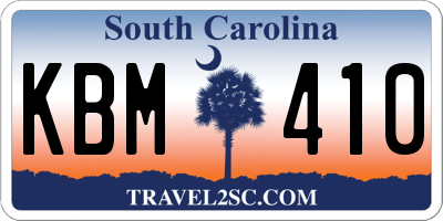 SC license plate KBM410