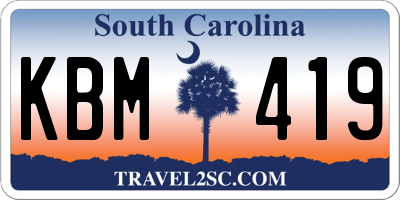 SC license plate KBM419