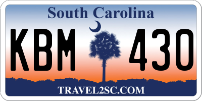 SC license plate KBM430