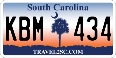 SC license plate KBM434
