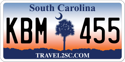 SC license plate KBM455