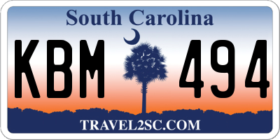SC license plate KBM494