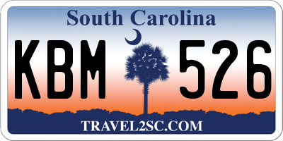 SC license plate KBM526