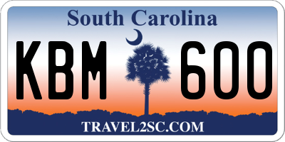 SC license plate KBM600