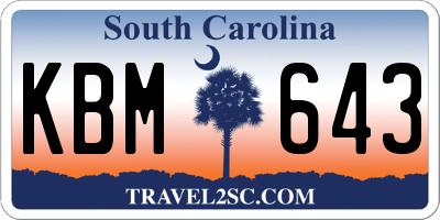 SC license plate KBM643