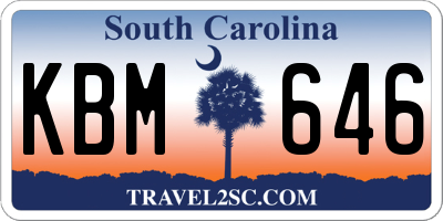 SC license plate KBM646
