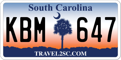 SC license plate KBM647