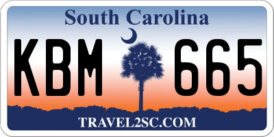 SC license plate KBM665