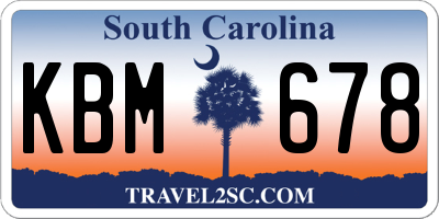 SC license plate KBM678