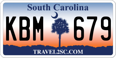 SC license plate KBM679